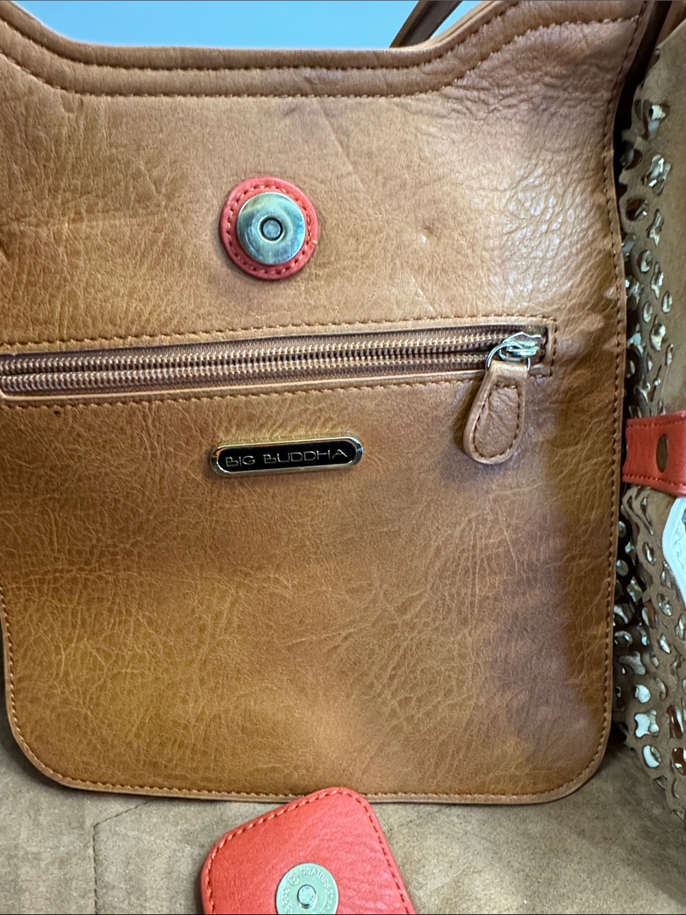 Big Buddha Tan & Cream Laser-Cut Shoulder Bag - Picture 10 of 12